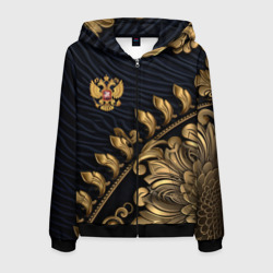 Мужская толстовка 3D на молнии Золотой герб России лепнина
