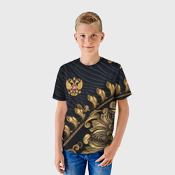 Детская футболка 3D Золотой герб России лепнина - фото 2