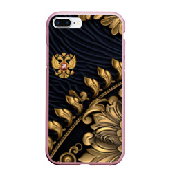 Чехол для iPhone 7Plus/8 Plus матовый Золотой герб России лепнина