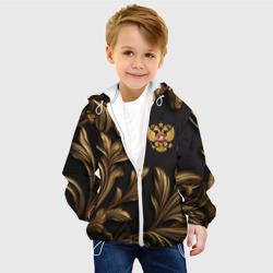 Детская куртка 3D Золотой герб России и узоры из листьев - фото 2