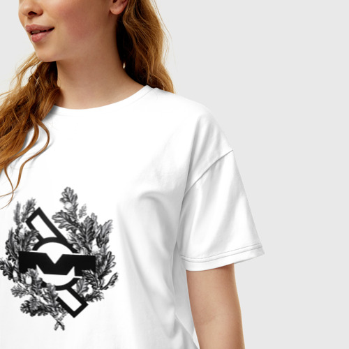 Женская футболка хлопок Oversize с принтом Depeche Mode - Mute records logo, фото на моделе #1