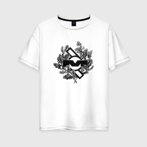 Женская футболка хлопок Oversize с принтом Depeche Mode - Mute records logo, вид спереди #2
