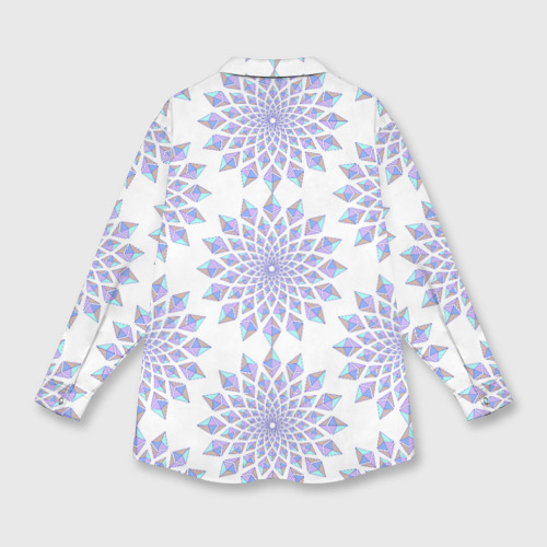 Женская рубашка oversize 3D с принтом Криптовалюта Эфириум паттерн по кругу на белом, вид сзади #1