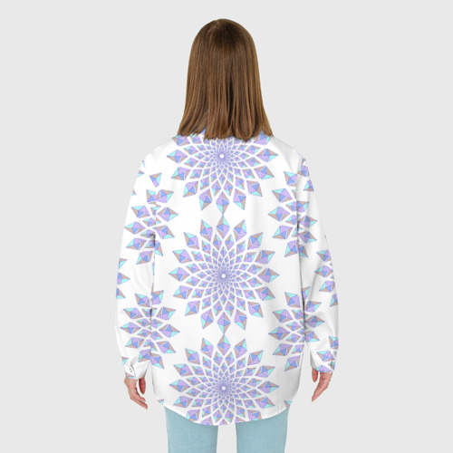 Женская рубашка oversize 3D с принтом Криптовалюта Эфириум паттерн по кругу на белом, вид сзади #2
