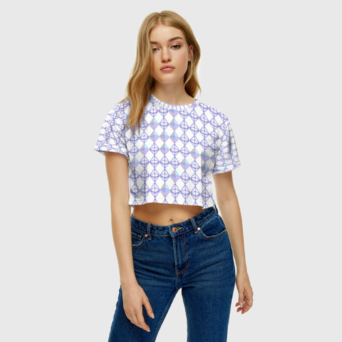 Женская футболка Crop-top 3D Криптовалюта Ethereum на белом, цвет 3D печать - фото 3