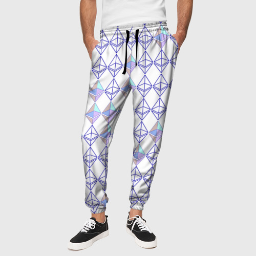 Мужские брюки 3D Криптовалюта Ethereum на белом, цвет 3D печать - фото 4