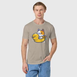 Мужская футболка хлопок Котик и уточка - фото 2