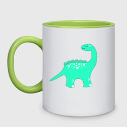 Кружка двухцветная Green dinosaur