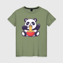 Панда ест лапшу – Футболка из хлопка с принтом купить со скидкой в -20%