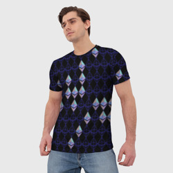 Мужская футболка 3D Криптовалюта Ethereum на черном - фото 2