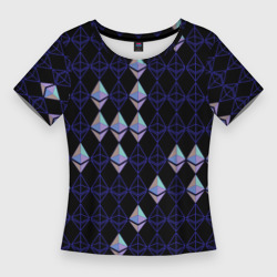 Женская футболка 3D Slim Криптовалюта Ethereum на черном