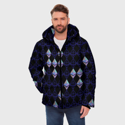 Мужская зимняя куртка 3D Криптовалюта Ethereum на черном - фото 2