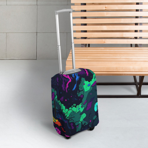 Чехол для чемодана 3D Кислотная яркая абстракция  в камуфляжном  стиле, цвет 3D печать - фото 3