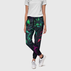 Яркая абстракция  в кислотных цветах – Женские брюки 3D с принтом купить