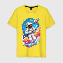 Мужская футболка хлопок Космонавт в небе