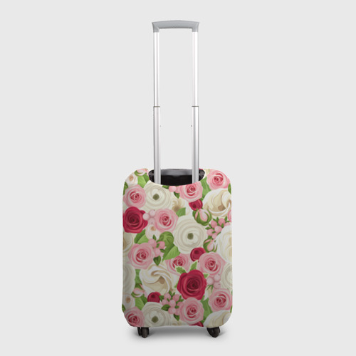 Чехол для чемодана 3D Фон с розами, лизиантусами и цветами лютика, цвет 3D печать - фото 2