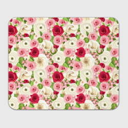 Прямоугольный коврик для мышки Фон с розами, лизиантусами и цветами лютика