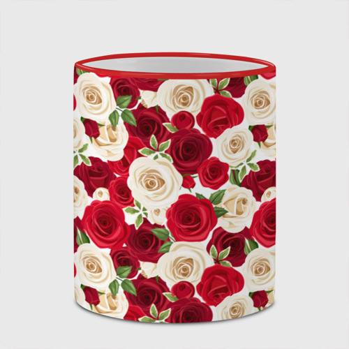 Кружка с полной запечаткой с принтом Фон с красными и белыми розами, фото #4