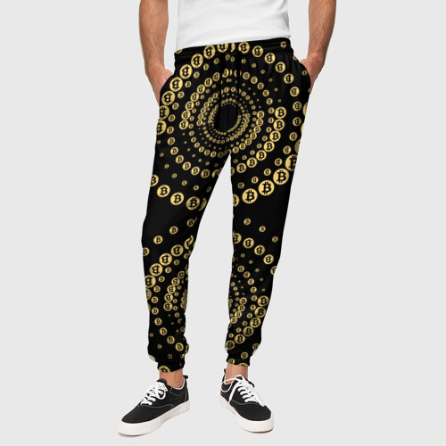 Мужские брюки 3D Золотой Биткоин на черном, цвет 3D печать - фото 4