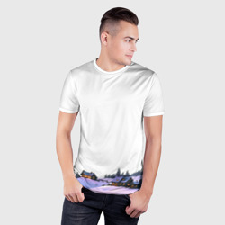 Мужская футболка 3D Slim Пиксельная зимняя сказка - фото 2