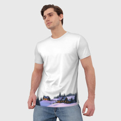 Мужская футболка 3D Пиксельная зимняя сказка - фото 2