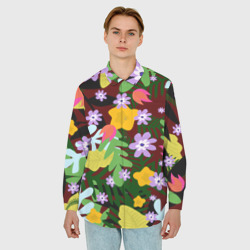Мужская рубашка oversize 3D Гавайская цветочная расцветка - фото 2