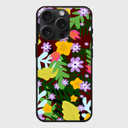 Чехол силиконовый для Apple iPhone 15 Pro матовый Гавайская цветочная расцветка