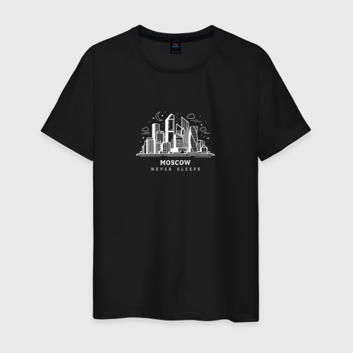 Мужская футболка хлопок Город Москва: Москва сити, цвет черный