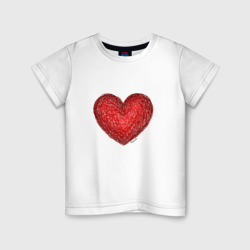 Детская футболка хлопок Красное сердце нарисованное карандашами