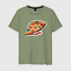 Кусочек пиццы с помидорами – Мужская футболка хлопок с принтом купить со скидкой в -20%