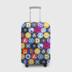Чехол для чемодана 3D Криптовалюта Биткоин, Эфириум, Тетхер, Солана паттерн