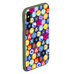 Чехол для iPhone XS Max матовый Криптовалюта Биткоин, Эфириум, Тетхер, Солана паттерн - фото 2