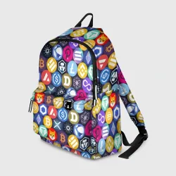 Рюкзак 3D Криптовалюта Биткоин, Эфириум, Тетхер, Солана паттерн