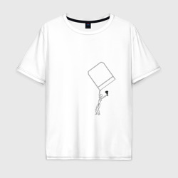Мужская футболка хлопок Oversize Влюбленный с букетом на кармане