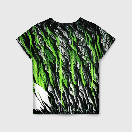 Детская футболка 3D с принтом Камень и зелёные полосы, вид сзади #1
