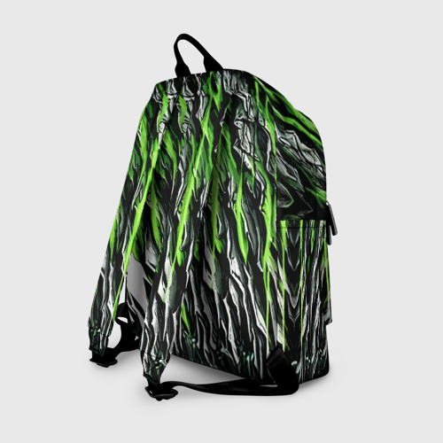Рюкзак 3D с принтом Камень и зелёные полосы, вид сзади #1