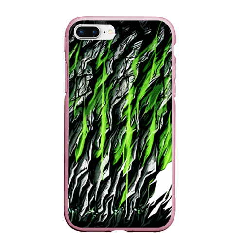 Чехол для iPhone 7Plus/8 Plus матовый с принтом Камень и зелёные полосы, вид спереди #2