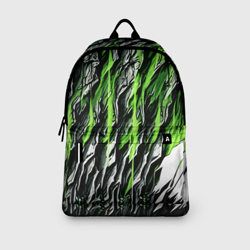 Рюкзак 3D с принтом Камень и зелёные полосы, вид сбоку #3