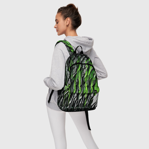 Рюкзак 3D с принтом Камень и зелёные полосы, фото #4