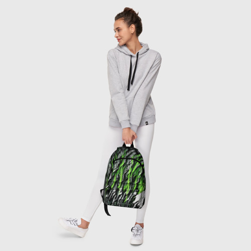 Рюкзак 3D с принтом Камень и зелёные полосы, фото #6