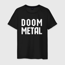 Мужская футболка хлопок Надпись Doom metal