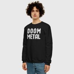 Мужской свитшот хлопок Надпись Doom metal - фото 2