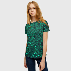 Женская футболка 3D Узоры мандала зелёный - фото 2