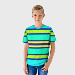 Детская футболка 3D Неоновая бирюза в полоску - фото 2