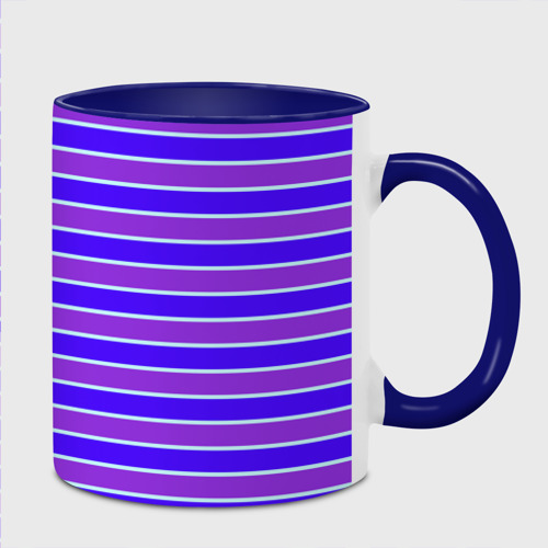 Кружка с полной запечаткой с принтом Неоновые полосы фиолетовые и синие, вид спереди #2
