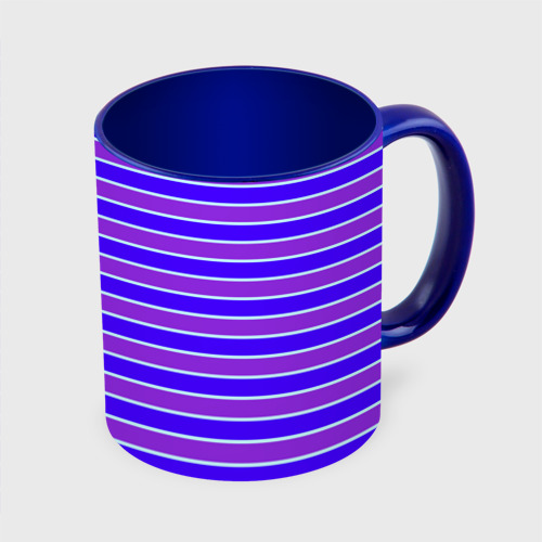 Кружка с полной запечаткой с принтом Неоновые полосы фиолетовые и синие, вид сбоку #3