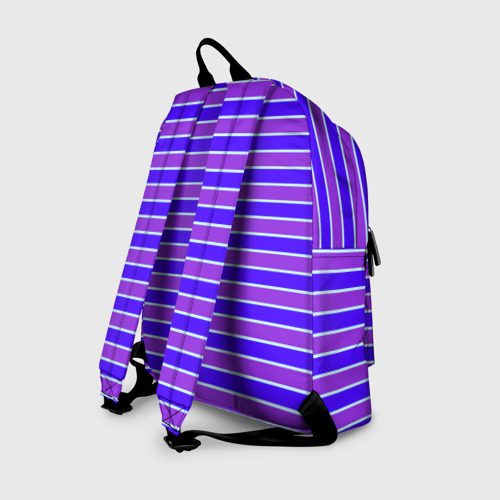 Рюкзак 3D с принтом Неоновые полосы фиолетовые и синие, вид сзади #1