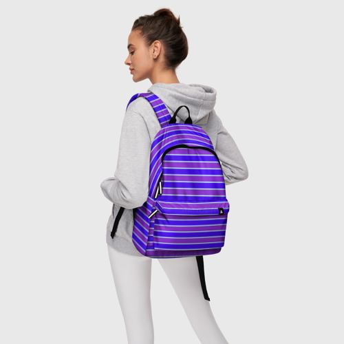 Рюкзак 3D с принтом Неоновые полосы фиолетовые и синие, фото #4