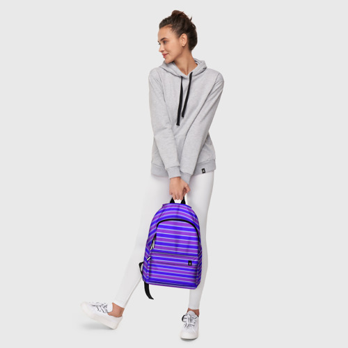 Рюкзак 3D с принтом Неоновые полосы фиолетовые и синие, фото #6