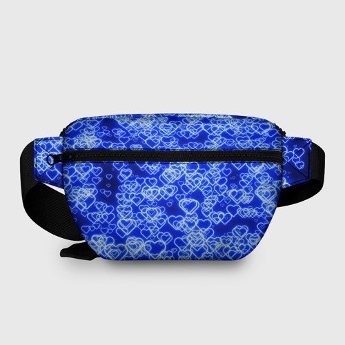 Поясная сумка 3D Неоновые сердечки синие - фото 2